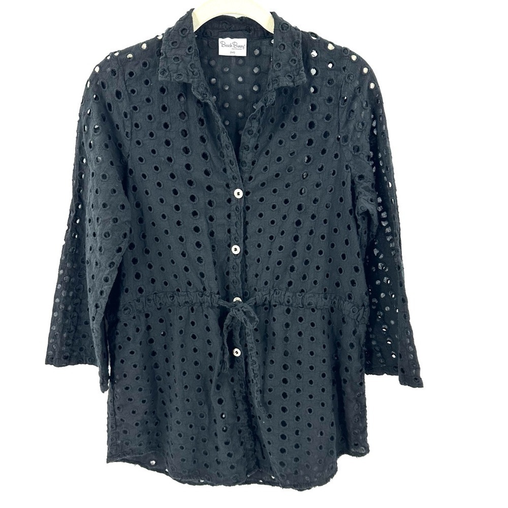 Beach Bunny Coverup Tunic Top Womens Medium Eyelet Lace Coastal Vacation Boho